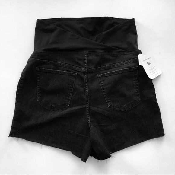 Nwt MATERNITY BLACK DENIM SHORTS ISABEL CROSSOVER - Picture 6 of 8